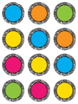 Distintivos pequeños círculos borde cebra (36 uds) (TCR5397)