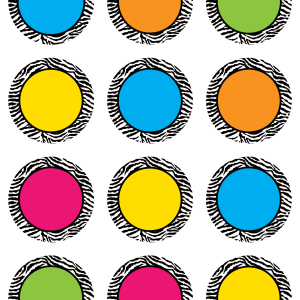 Distintivos pequeños círculos borde cebra (36 uds) (TCR5397)