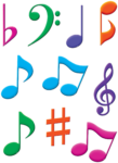 Distintivos de imágenes notas musicales colores (TCR5417)