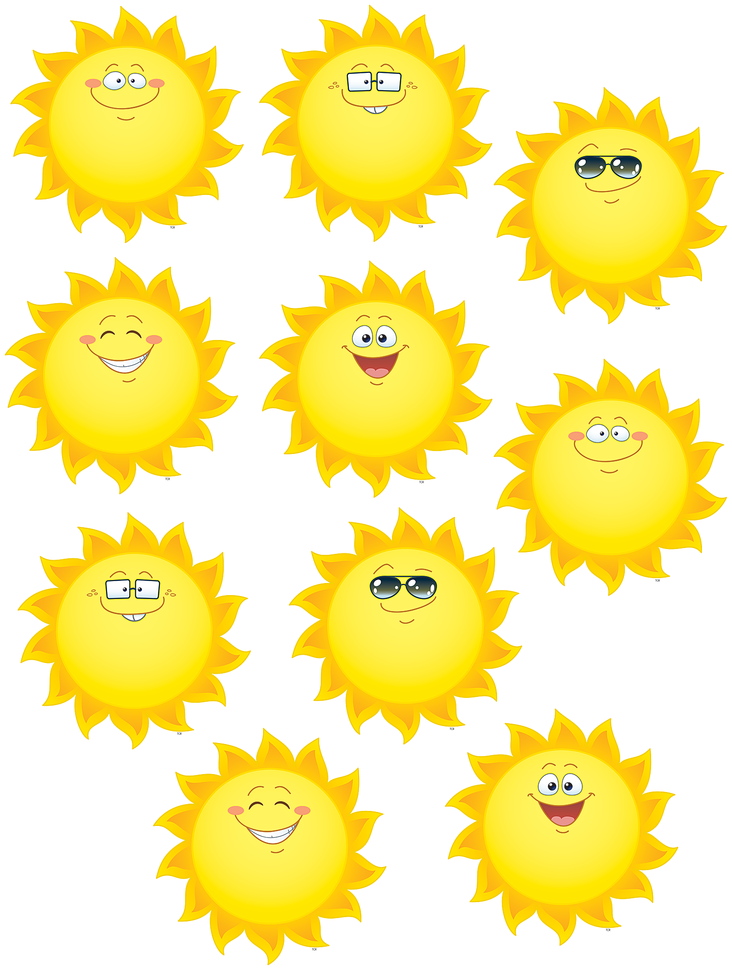 Distintivos de soles sonrientes (36 uds) (TCR5419)