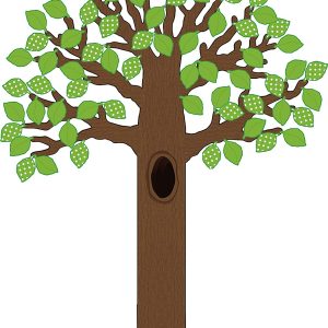 Mural árbol hojas con lunares blancos - polka (TCR5435)