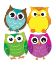 Distintivos pequeños búhos colores (36 uds) (CD120195)