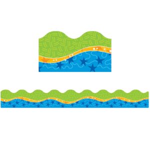 Borde de pizarra azul amarillo y verde con estrellas - Owl-Stars!® (T92358)