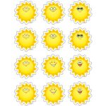 Distintivos pequeños soles variados (30 uds) (TCR5422)