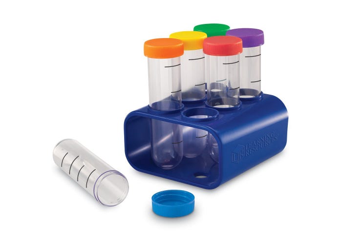 Tubos de ensayo grandes de ciencia primaria con soporte (6 unidades) (LER2788)