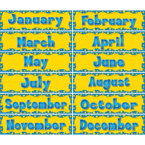 Minimural meses del año diseño azul con estrellas (ingles) (TCR4595)