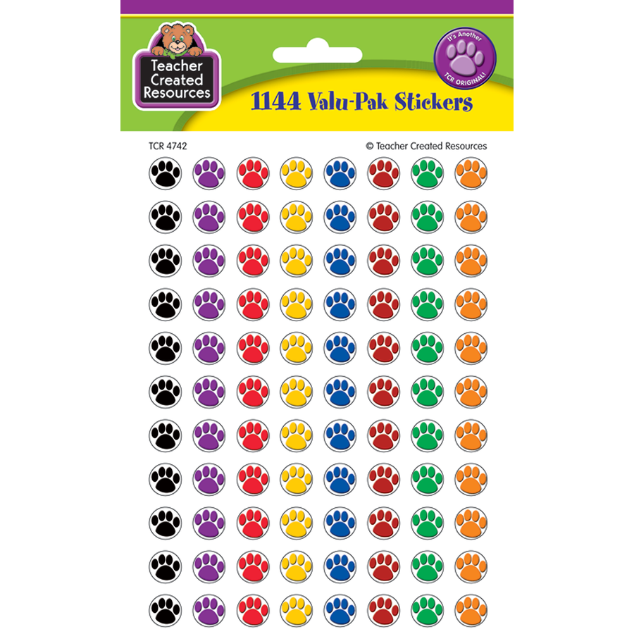 Calcomanías Mini Colorful Paw Prints (1144 stickers) (TCR4742)
