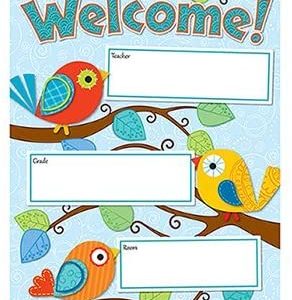 Afiche bienvenidos pájaro boho (puerta)(ING) (CD114190)