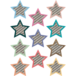 Distintivos pequeños estrellas gris con borde colores (TCR8860)