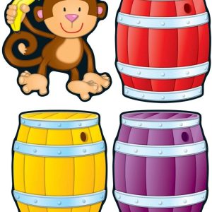 Distintivos monos y barriles de colores (CD120085)