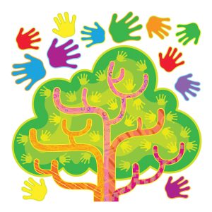 Mural de árbol con manos (T8212)