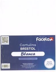 CARTULINA BRISTOL BLANCA CARTA FACELA 100 hojas