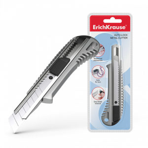 Cúter metálico con fijador automático ErichKrause®, 18mm (blister de plástico 1 ud) (EK19158)