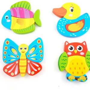 Rompecabezas de animales de madera x4.