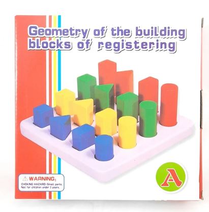 Juego de encastre de madera, tamaños y colores.