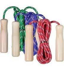 Cuerda para saltar (Suiza) con empuñaduras de madera, largo 2.5 metros (JD1094)
