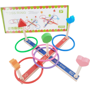 JUEGO DE TIRO AL BLANCO DE MADERA CON AROS. 32X12CM (GP-JD1097)