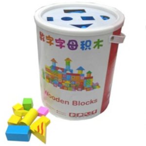 Piezas grandes de madera, 102 uds, caja cilindrica 23x27cm (DD1209)