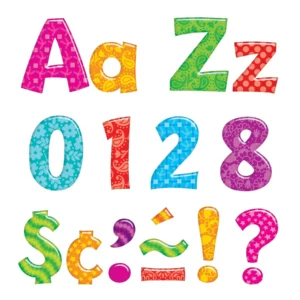 Letras, números y símbolos para rotular. Colorful Patterns 4-Inch Playful (T79756)