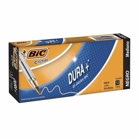 BOLIGRAFO BIC CRISTAL DURA+ NEGRO CAJA 12 (ML-11023