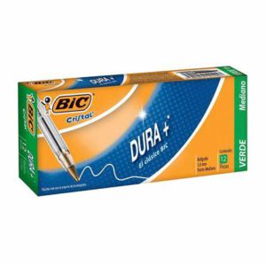 BOLIGRAFO BIC CRISTAL DURA+ VERDE CAJA 12 (ML-11047)