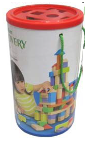 Blocks de madera x 100 en caja cilindro 27 x19 cm (DD1449)