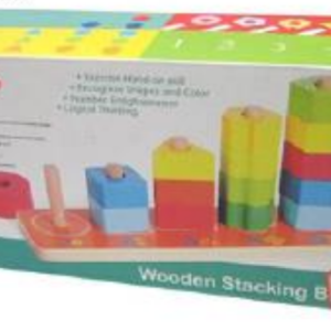 Juego de encastre con formas en escalera de madera (JU2781)