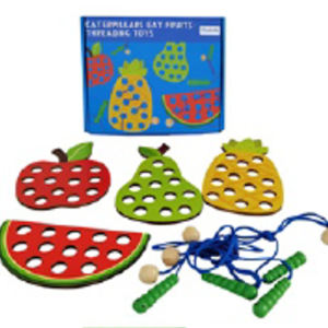 Juego de enhebrar en madera con bola, en frutas (DD1299)