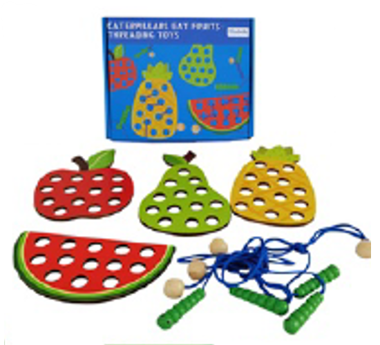 Juego de enhebrar en madera con bola, en frutas (DD1299)