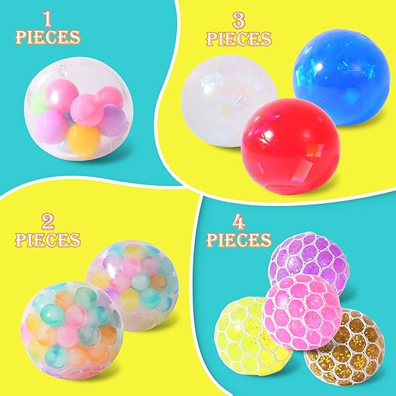 Paquete de 24 bolas antiestrés, minibolas antiestrés para niños y adultos, varios estilos de bolas antiestrés para relajación y concentración, alivio del estrés y la ansiedad, juguetes para apretar para autismo y TDA/TDAH - Image 6