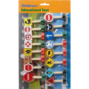 JUEGO DE MADERA DE SEÑALES DE TRÁNSITO. 32X18CM (GP-DD1477)