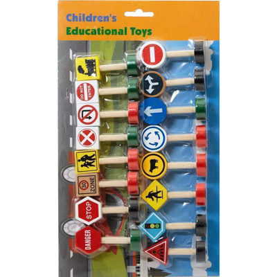 JUEGO DE MADERA DE SEÑALES DE TRÁNSITO. 32X18CM (GP-DD1477)