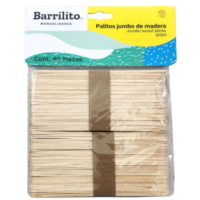PALETAS JUMBO DE MADERA NATURAL 15X2 CM (BOLSA 80UND)