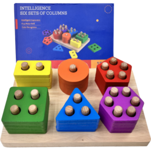 JUEGO ENCASTRE FIGURAS GEOMÉTRICASX6 TORRES.21X14X7CM