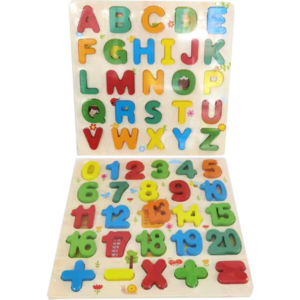 TABLERO DE ENCASTRE DE MADERA DE LETRAS Y NÚMEROS. (DD1309) 30X30CM