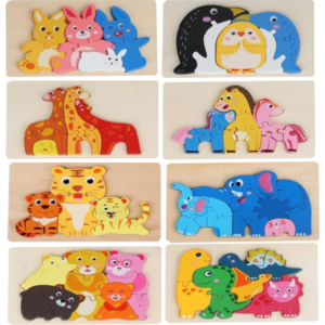 ROMPECABEZAS DE MADERA DE GRUPO DE ANIMALES. 22X15CM (DR1075)