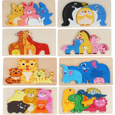 ROMPECABEZAS DE MADERA DE GRUPO DE ANIMALES. 22X15CM (DR1075)