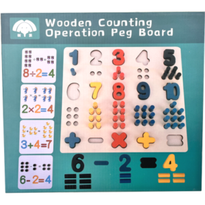TABLA DE ENCASTRE DE NÚMEROS Y CUENTAS DE MADERA. 31X28CM (GP-DD1370)