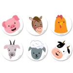 Distintivos pequeños caras animales granja  (CTP10233)