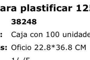 Micas Lámina para plastificar 125 Micras tamaño oficio  (GS38248)