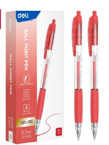 Boligrafos retractil Rojo 12 pcs 0.7mm (Q81-RD) Unidad
