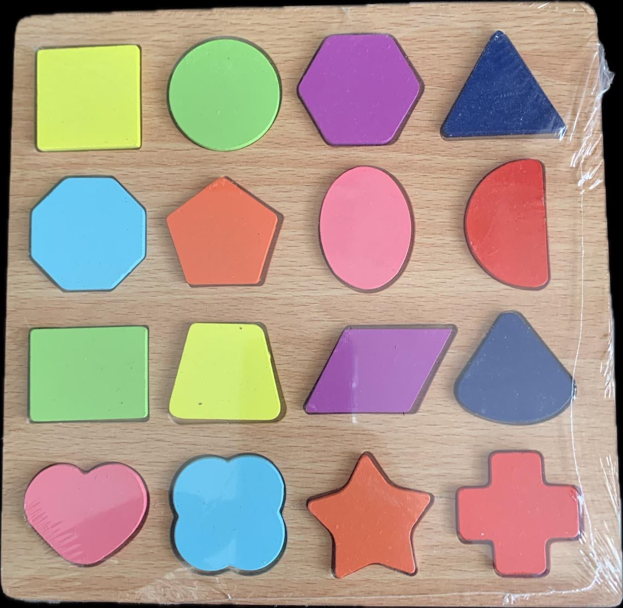 Rompecabezas de Encastre de formas geométricas de madera 20x20cm