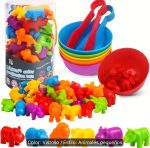 Juguetes de animales para contar, juego de emparejar con cuencos de clasficación