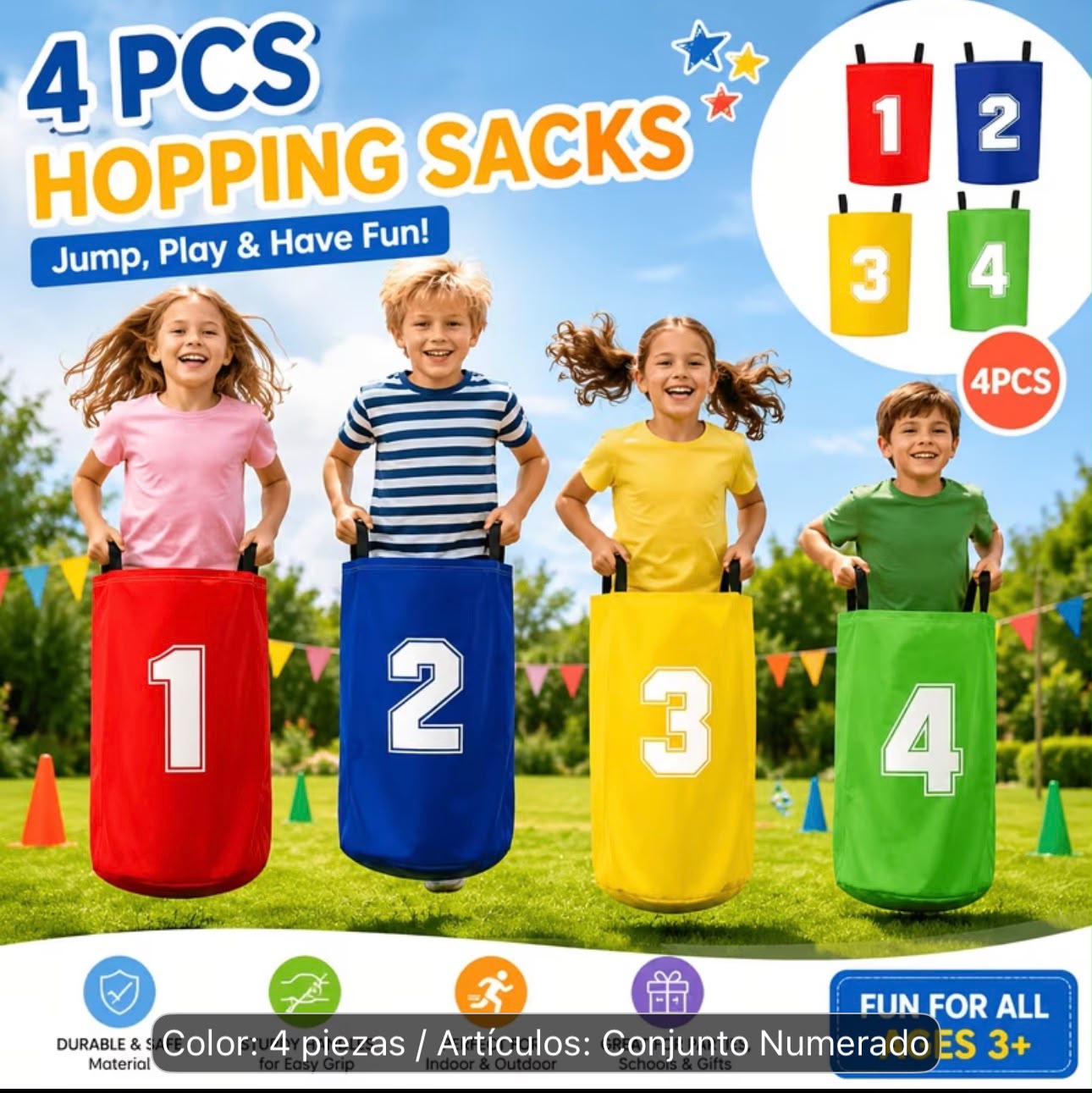 Juego de sacos de saltos coloridos de 1 a 4