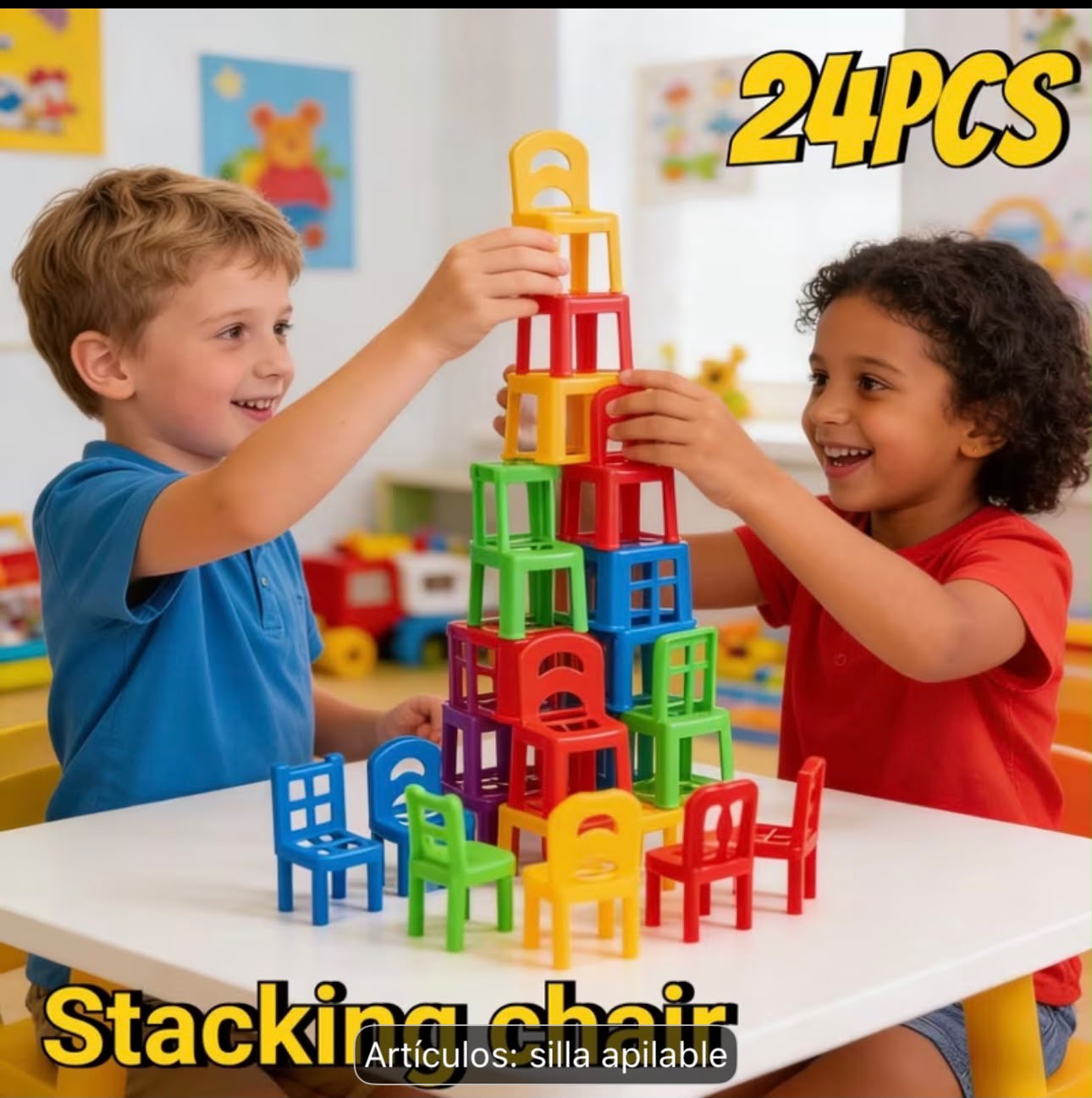 Juego de 24 piezas sillas aplicables de juguetes