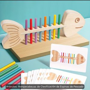 Rompecabezas de espinas de pescado de madera