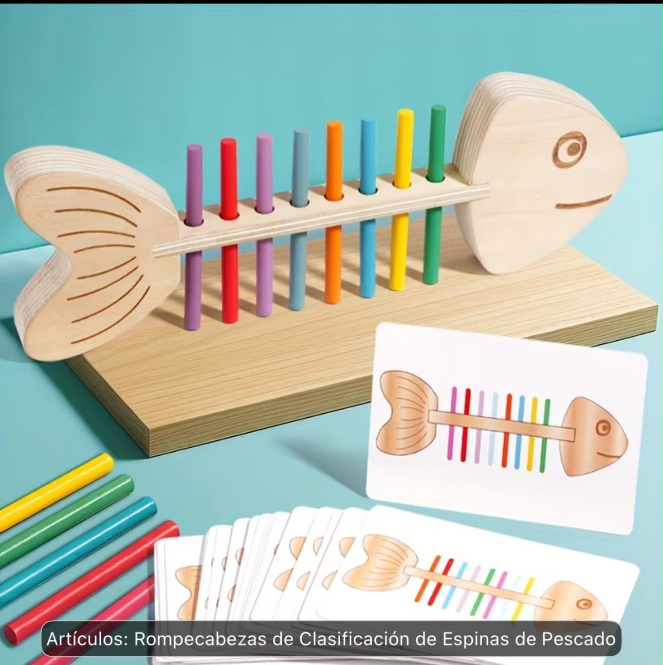 Rompecabezas de espinas de pescado de madera