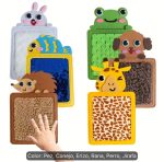 Juego 6 piezas de juguetes táctiles de animales