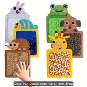Juego 6 piezas de juguetes táctiles de animales