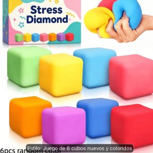 6 piezas de cubo colorido de elevación lenta, bolas de extrusión de masa